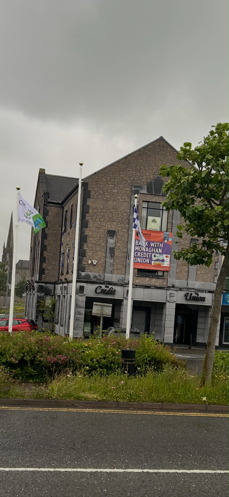 Flagpole maintenance at Monaghan Credit Union